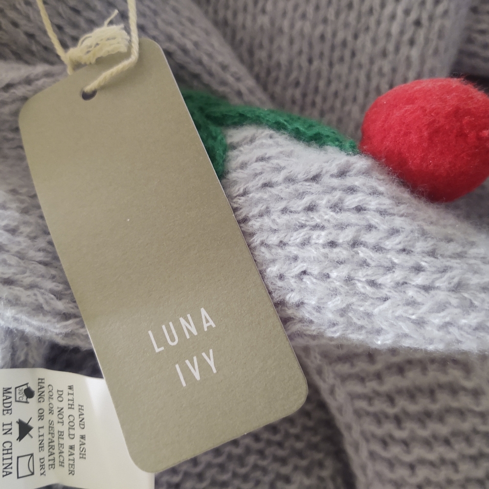 NWt 🍒 CherrY PoM•PoM Sweater~ by Luna Ivy Size: S - Picture 5 of 8